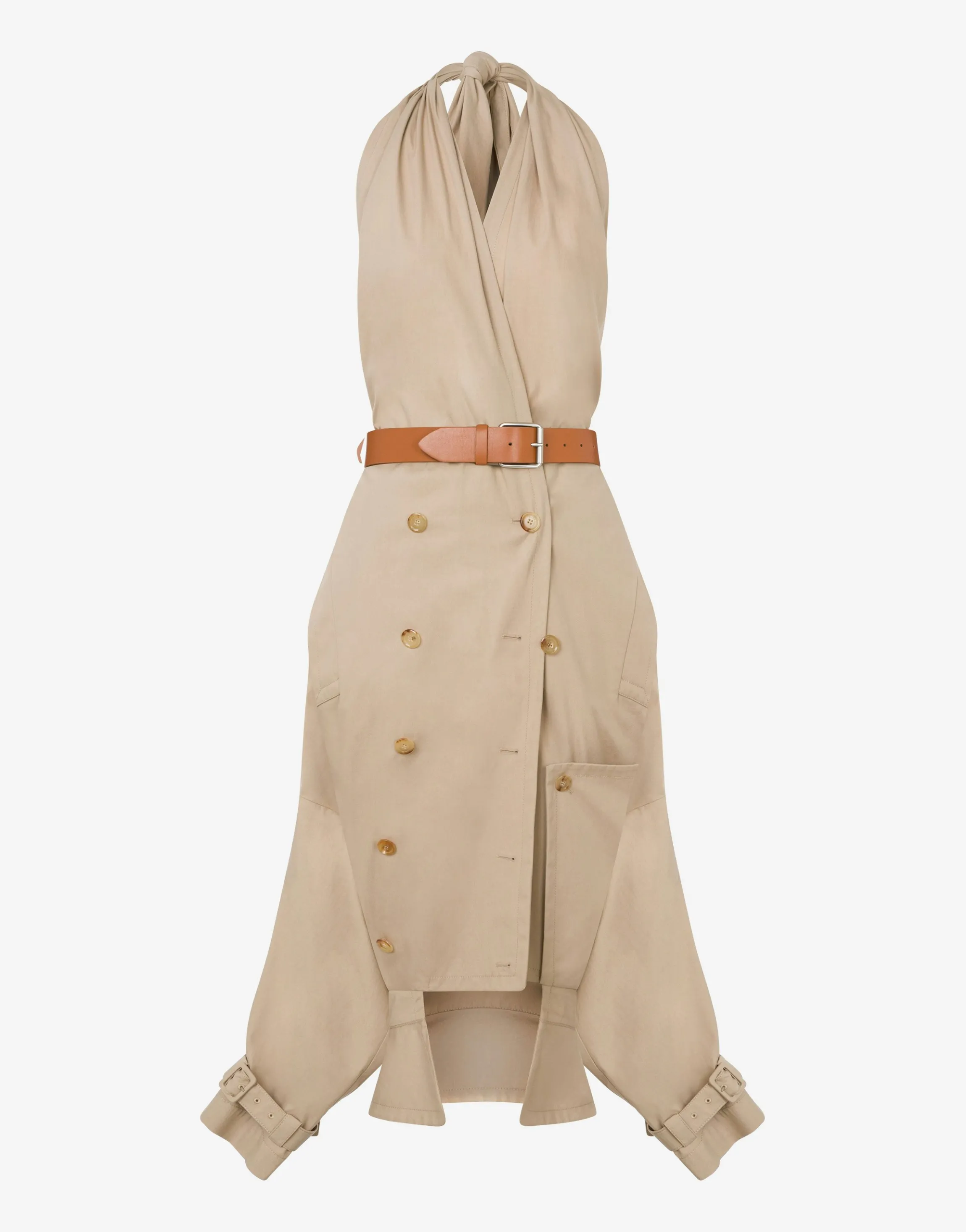 Cotton Canvas Dress with Trench Details