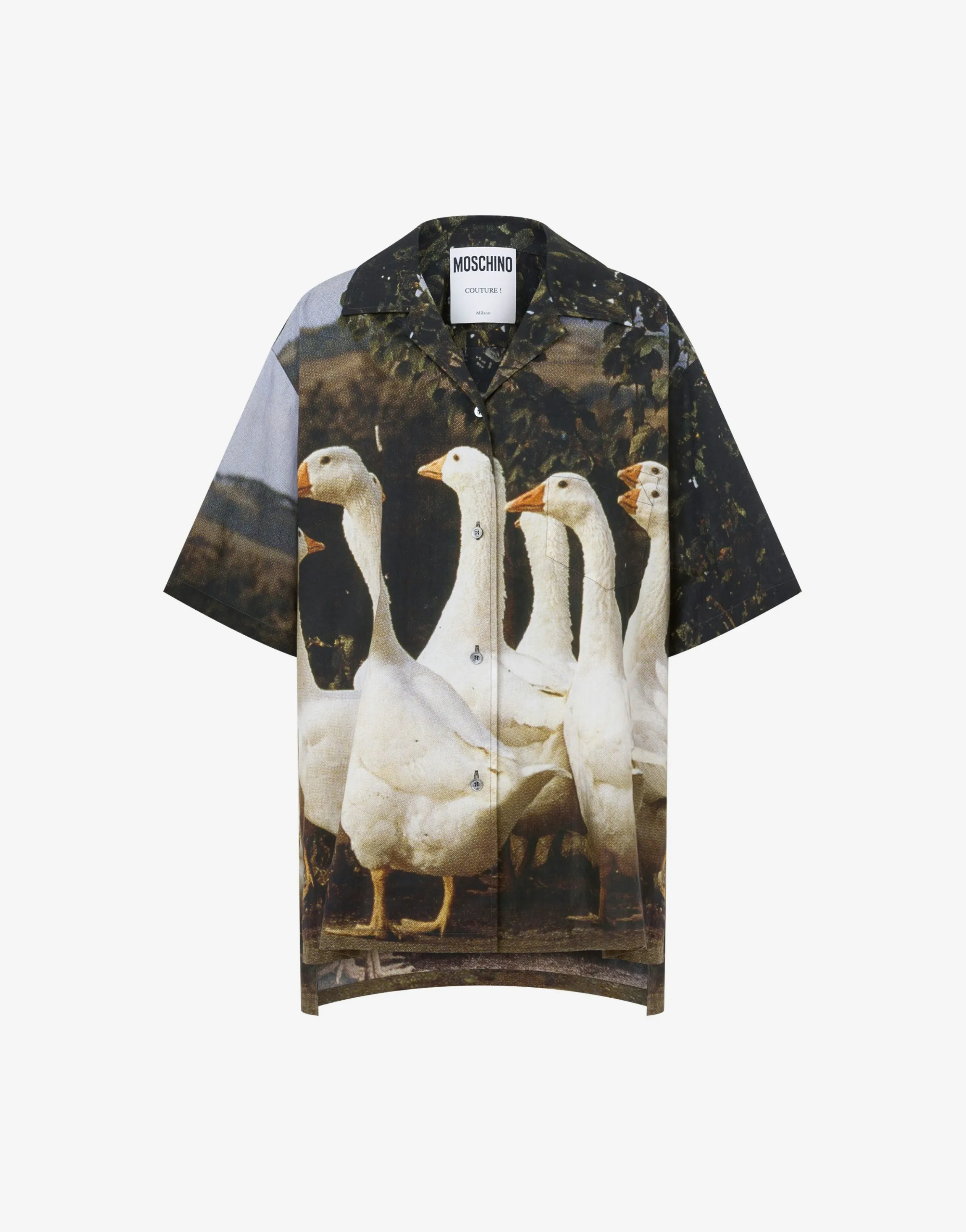 Cotton Voile Shirt Goose Print