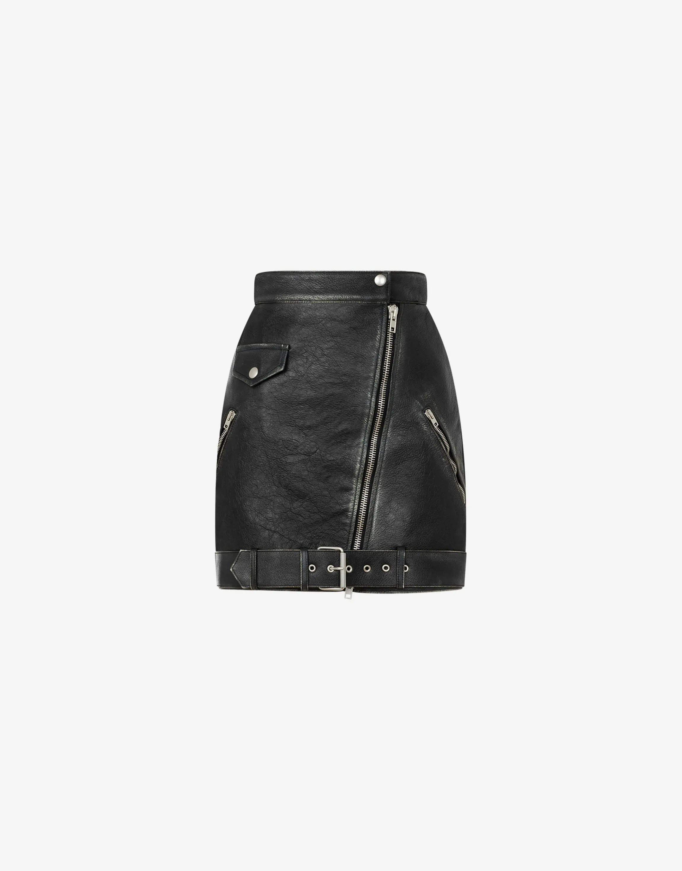 Heavy nappa leather mini skirt