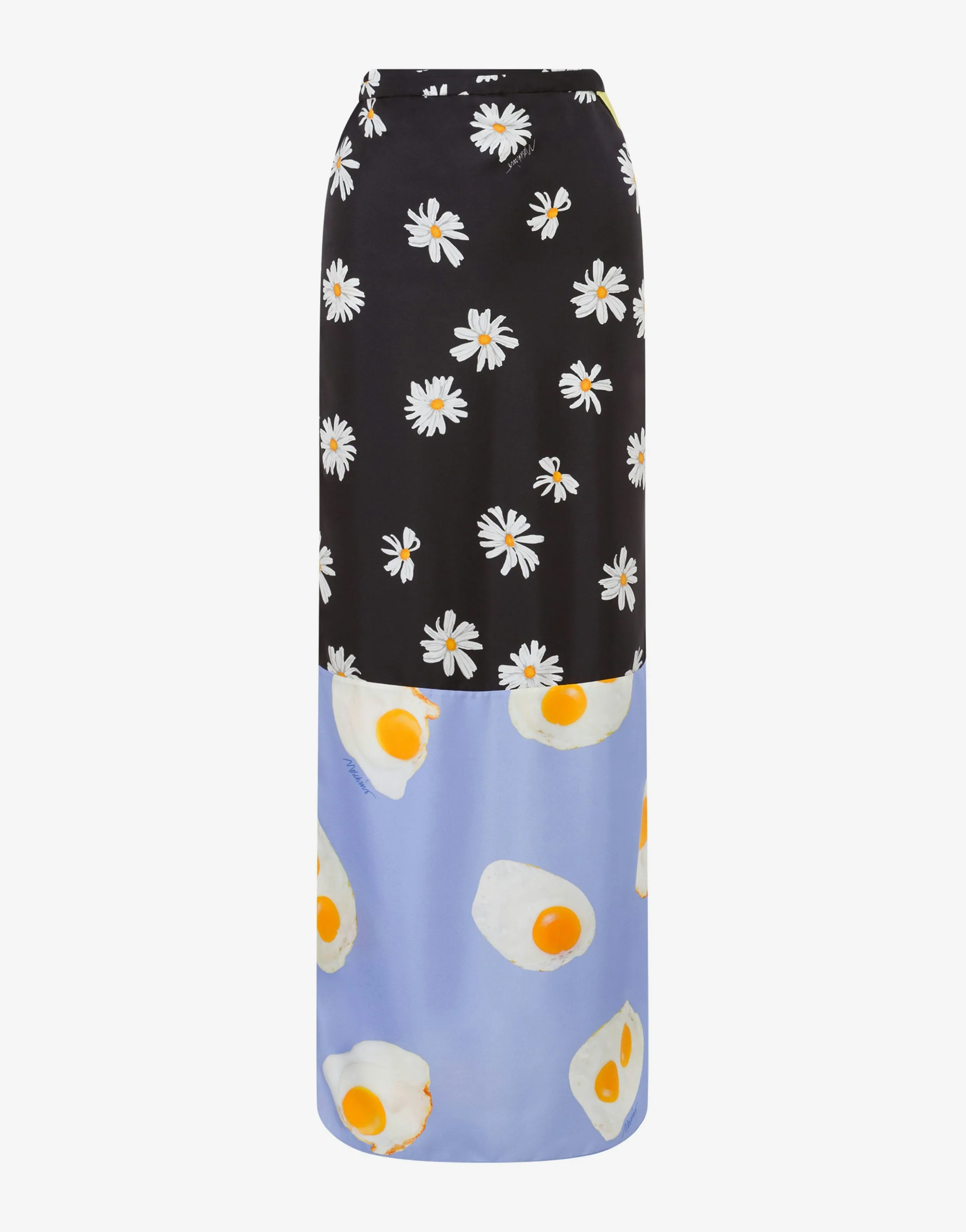 Long Silk Twill Skirt Patchwork