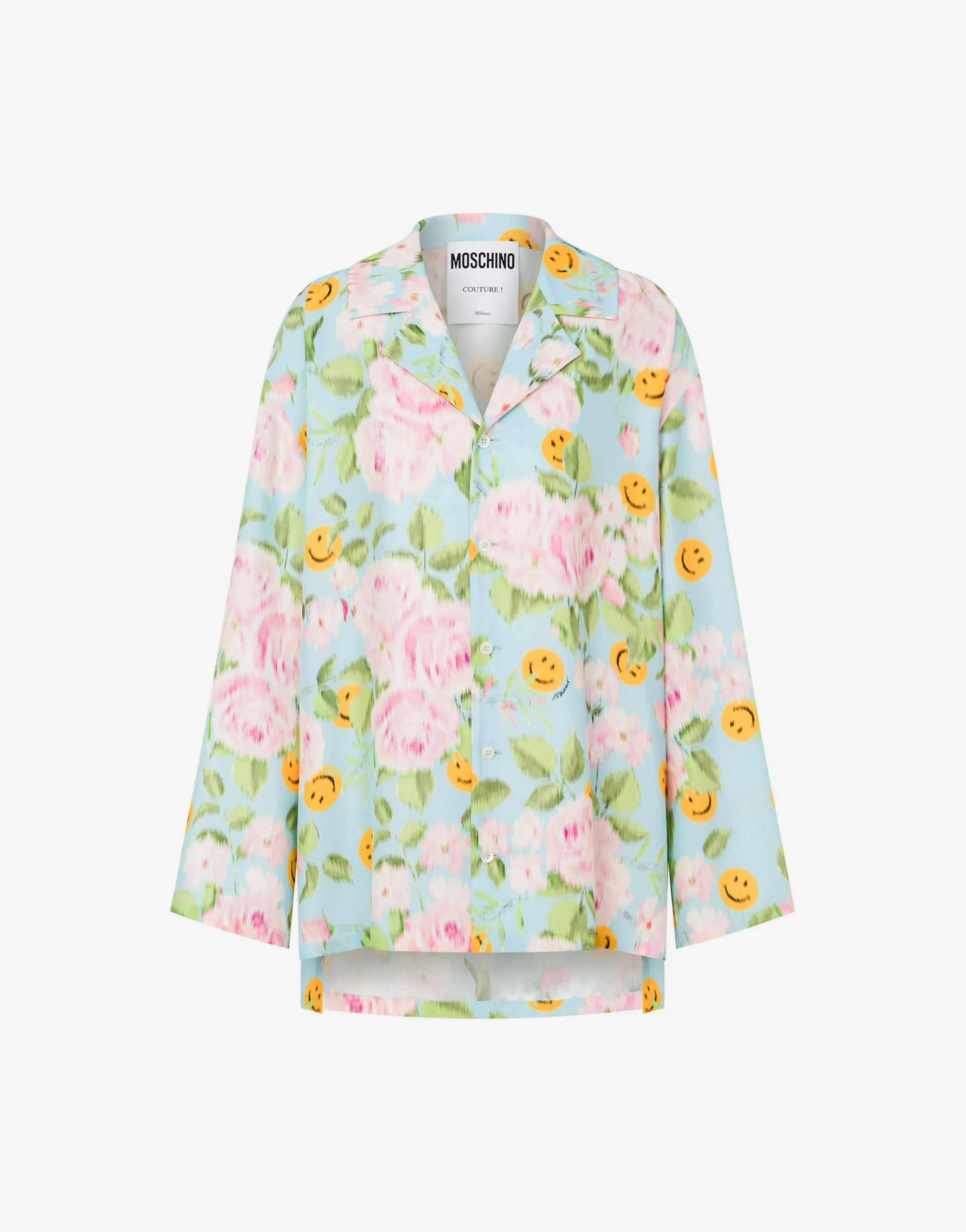 Silk satin shirt Smiley® & Roses