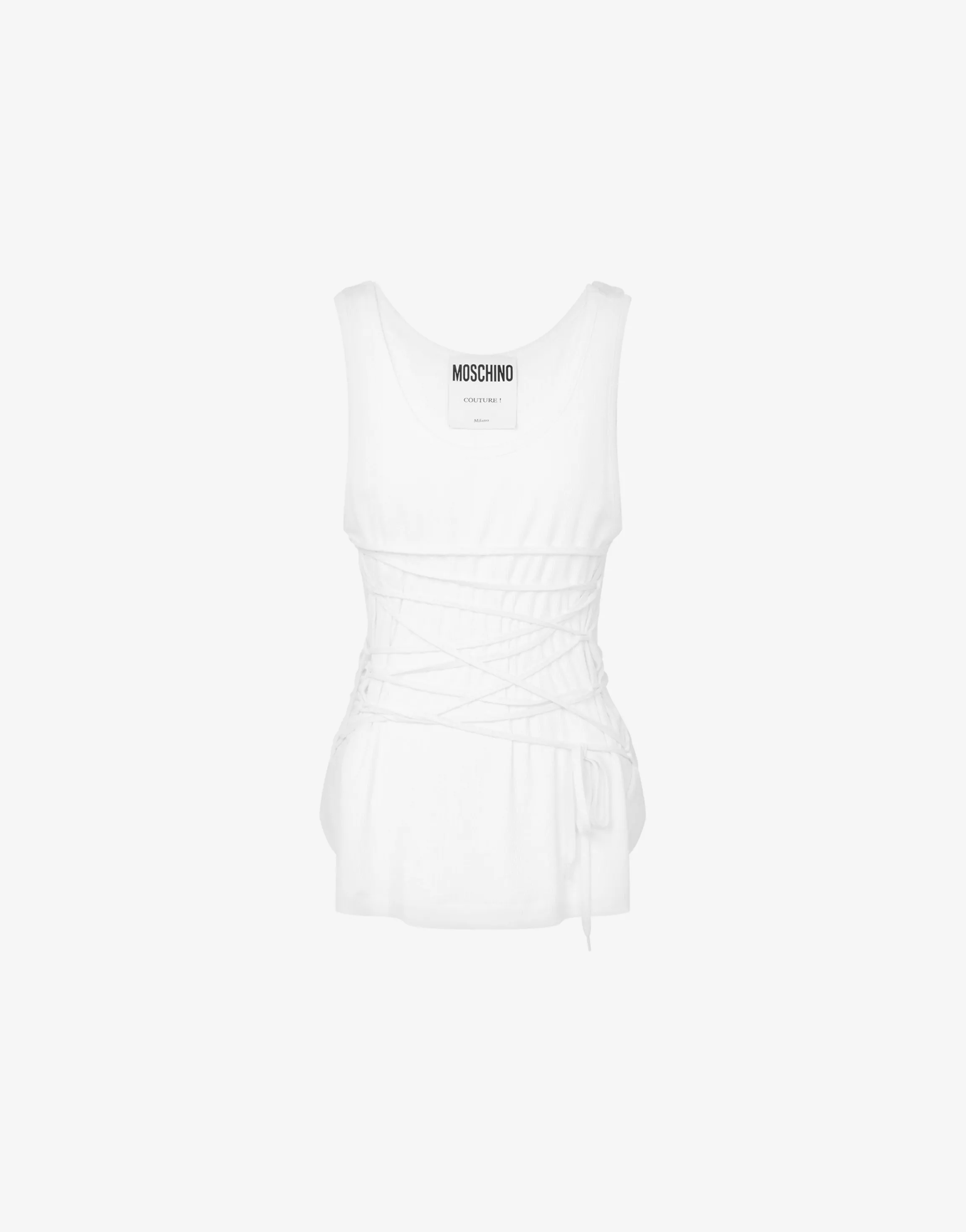 Stretch cotton tank top with laces