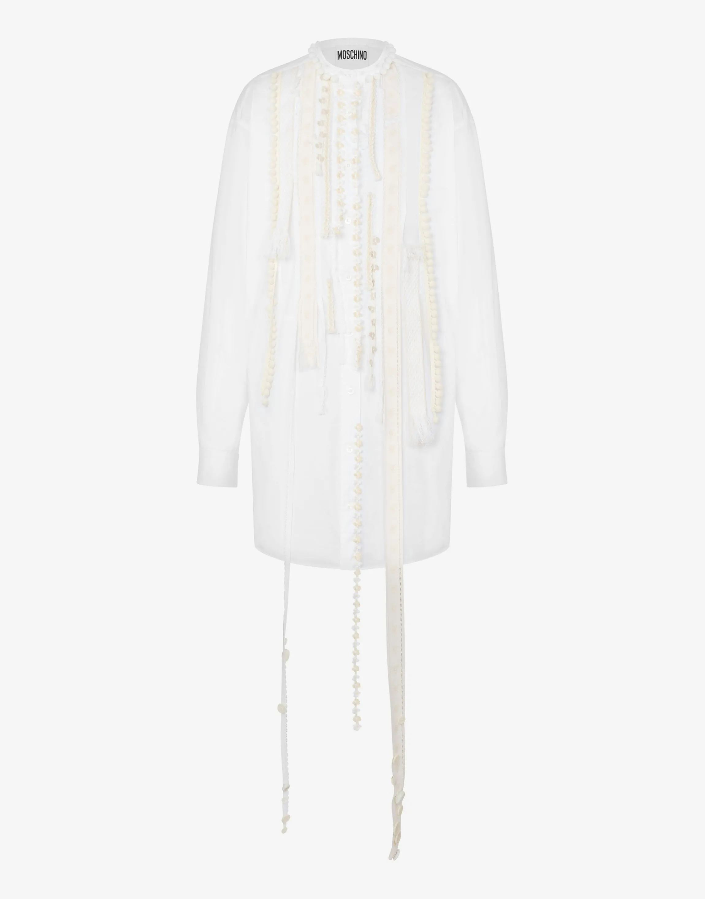 Stretch poplin dress with embroidery