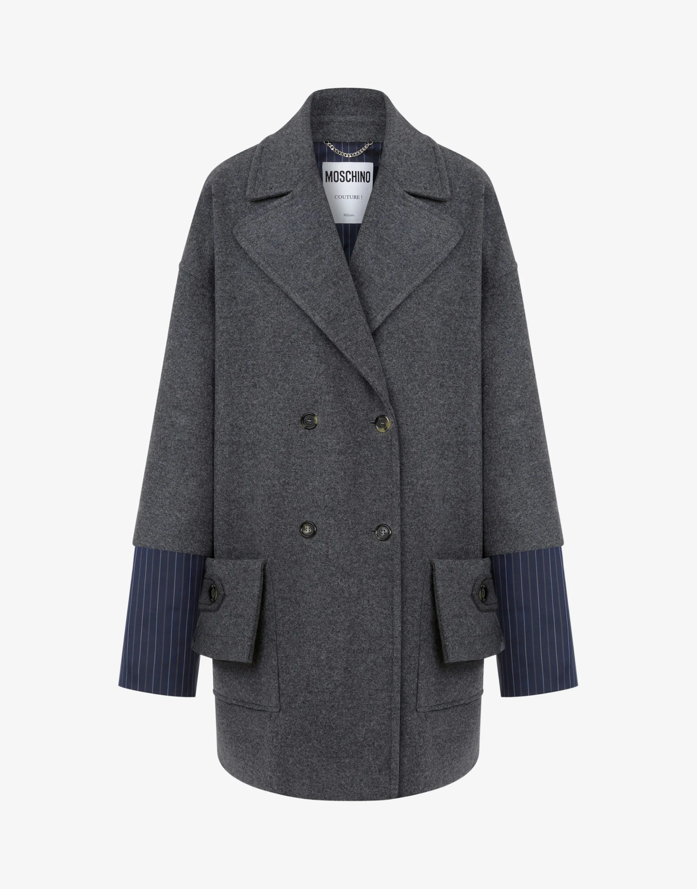 Wool Felt Coat with Cuff Details